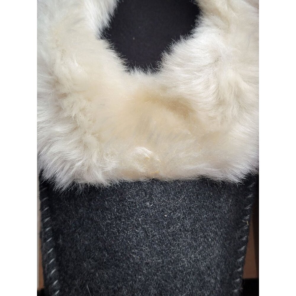 Loft Living Womens Memory Foam Slippers Med 7-8 Blue Faux Fur Non-Skid - Picture 5 of 6